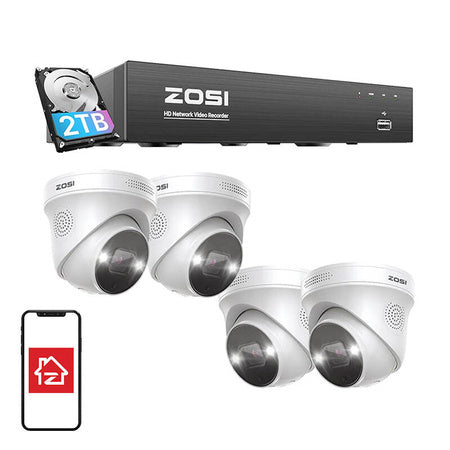 Set of four IP cameras ZOSI C225 WiFi 5MP + recorder + HDD 2TB